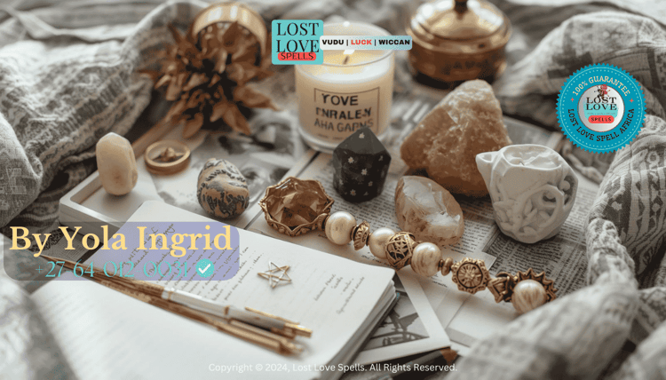 A diverse set of spiritual tools on a table (candle, journal, crystals), symbolizing modern globalization and ethical cross-cultural love healing practices.