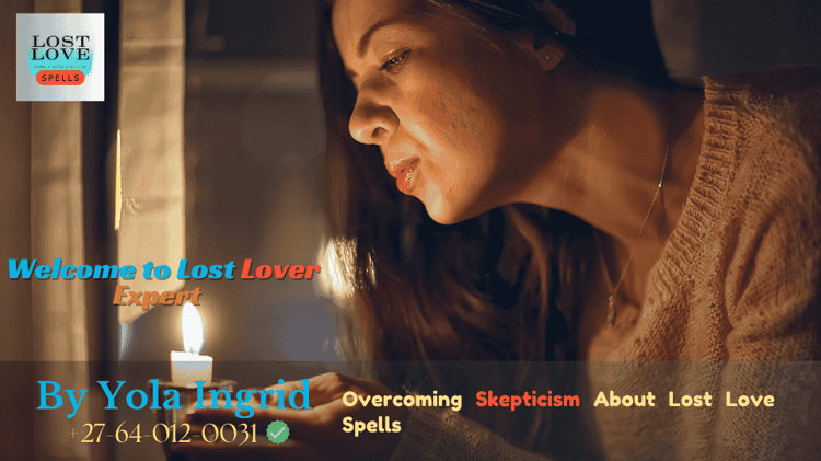 A person sitting with arms folded and a skeptical expression, facing a candle-lit altar with curiosity