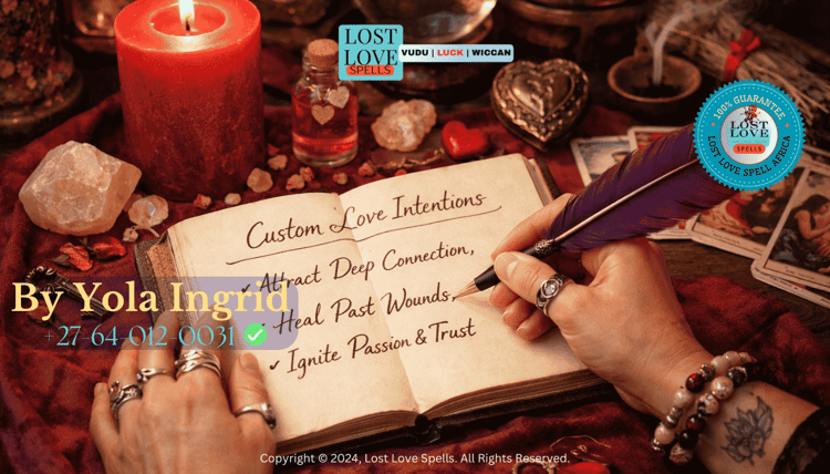 A spiritual practitioner writing personalized intentions in a journal beside a candle, symbolizing custom love spellwork tailored to unique relationship needs.