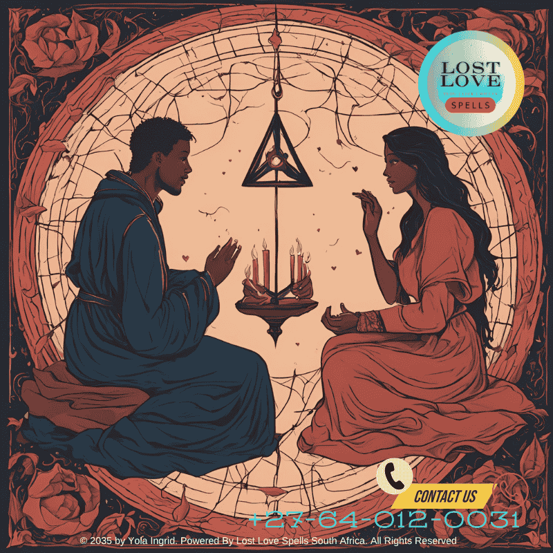 A thoughtful discussion between a spellcaster and a client, focusing on consent and free will in love spells