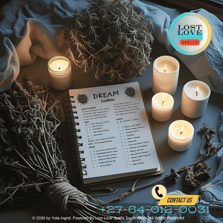 A serene scene showing traditional African spiritual items including candles, crystals, and natural elements arranged in a sacred space, symbolizing professional love spell rituals that honor ancestral wisdom and ethical spiritual practices