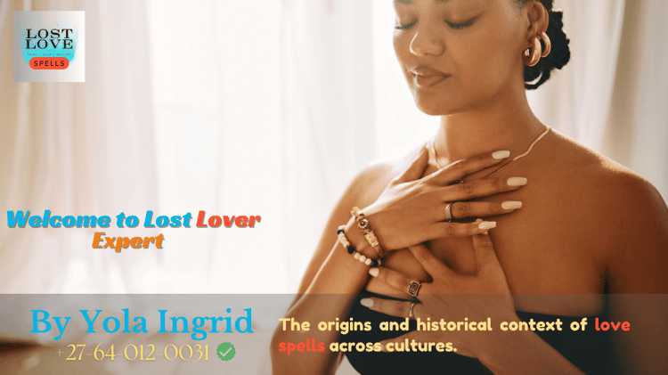 A woman meditating with hands over her heart, surrounded by candles and spiritual symbols.