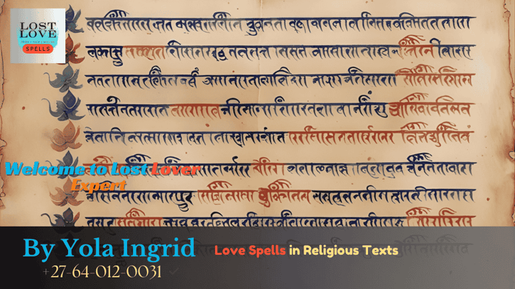 Ancient manuscript page of Atharvaveda with decorative Sanskrit verses on desire and devotion