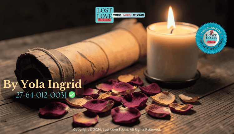 Ancient-style scroll and candle beside dried rose petals, symbolizing the historical roots and ancient traditions of ethical love spell practices.