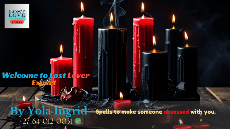 Black and red candle setup for an obsession spell