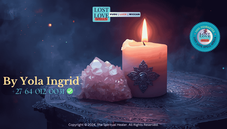 A candle and rose quartz on an altar during a follow-up love spell reinforcement ritual.