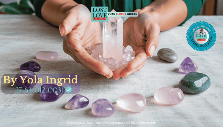 Chakra alignment with rose quartz crystal during spell casting