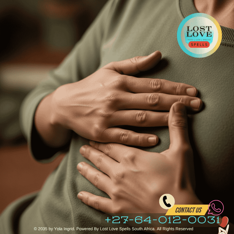 Close-up of hands over the stomach and heart, representing gut feelings and spiritual connection.