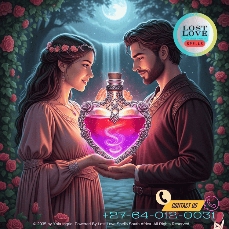 Couple holding a symbolic love potion for unity and romance (4)