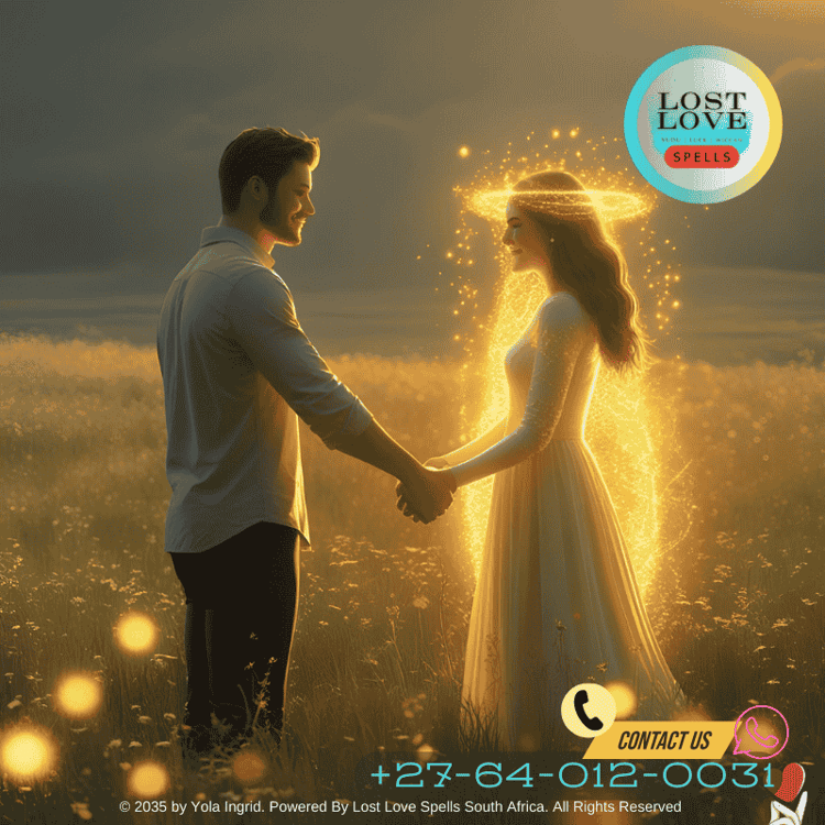 Couple holding hands with golden light aura