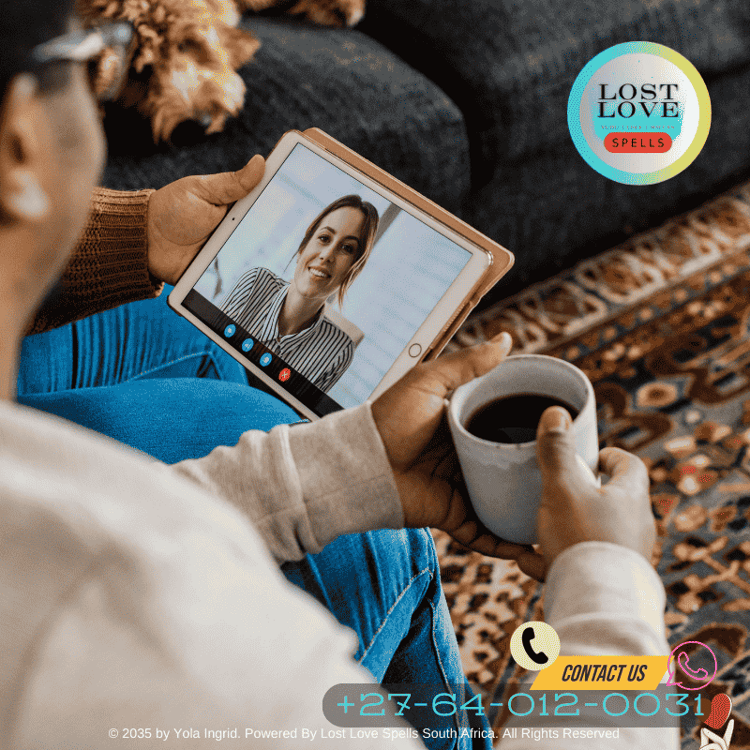 Couple on a video call, staying close across miles