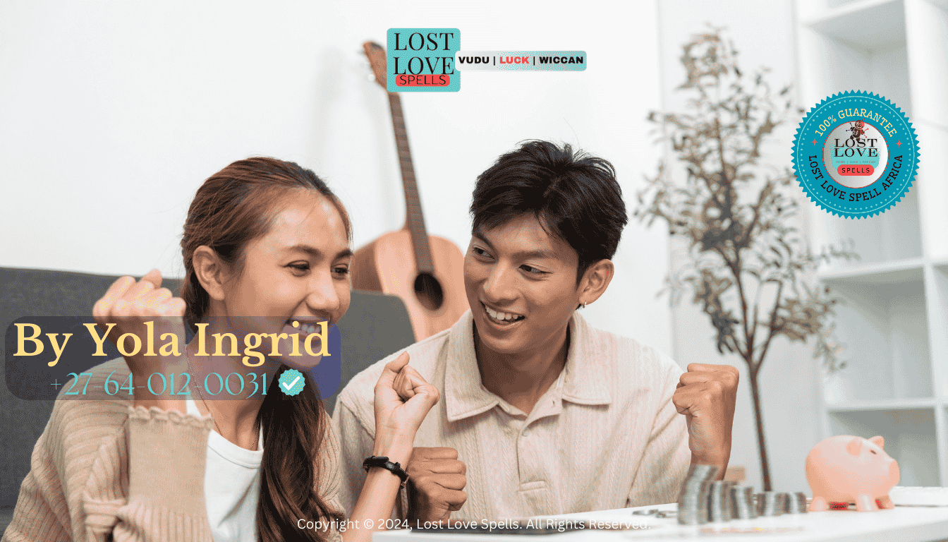 Couple smiling while planning finances together, symbolizing financial stability and relationship peace.