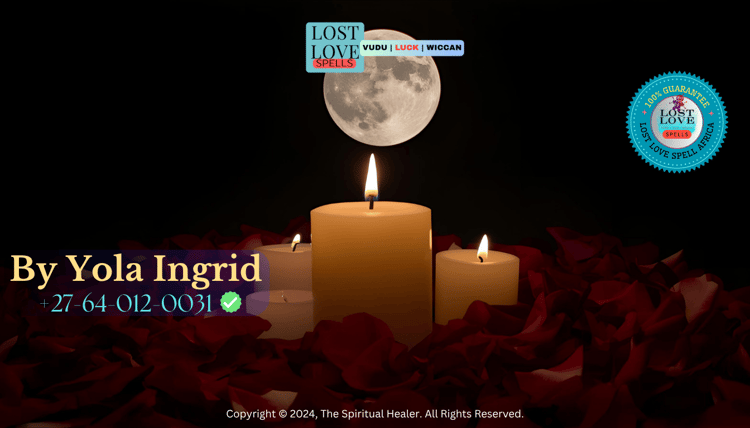Full moon shining over candles and rose petals used in a love spell ritual.