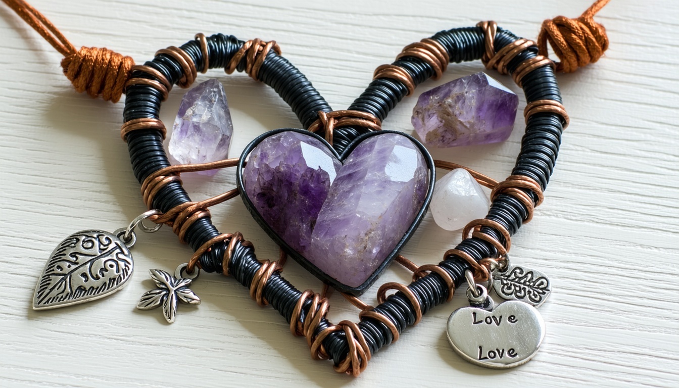 Handcrafted love talisman with crystals and charms