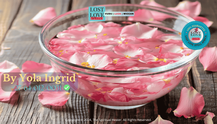 Glass bowl filled with rose water used in love ritual