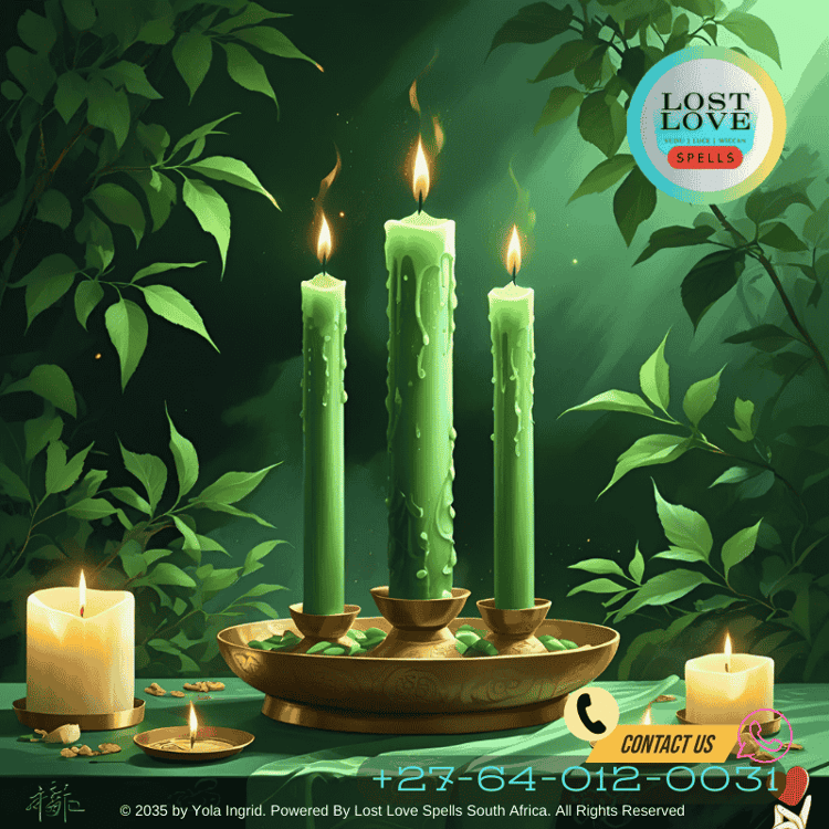 Green candle ritual symbolizing prosperity and relationship harmony