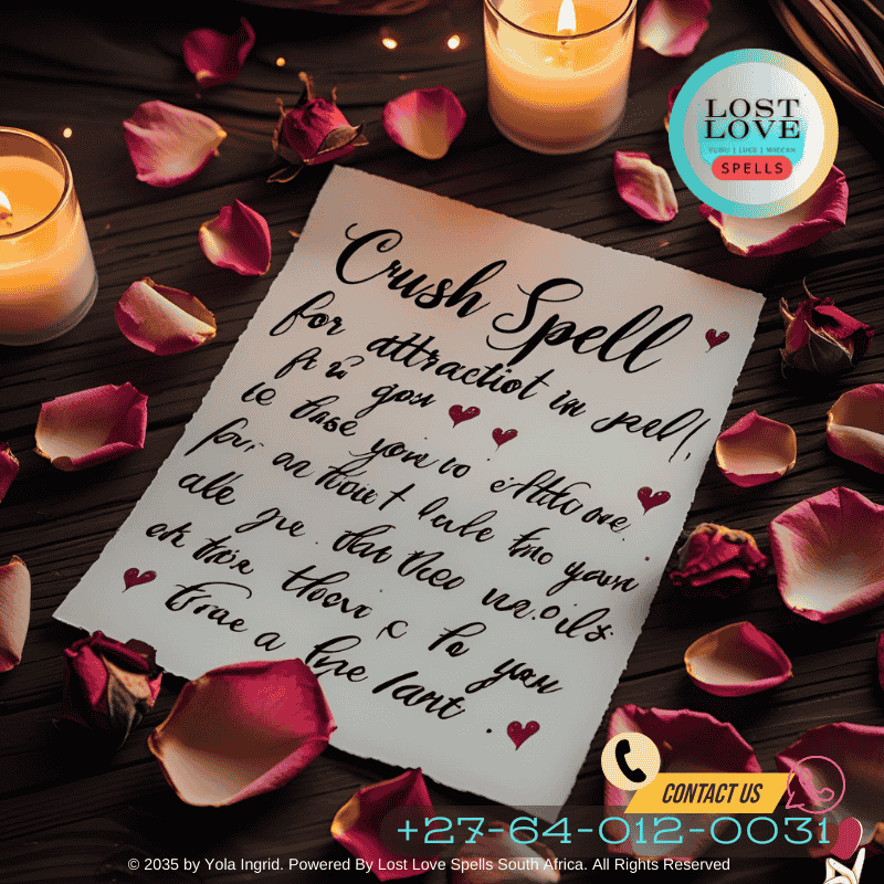 Handwritten note symbolizing a crush spell for attraction