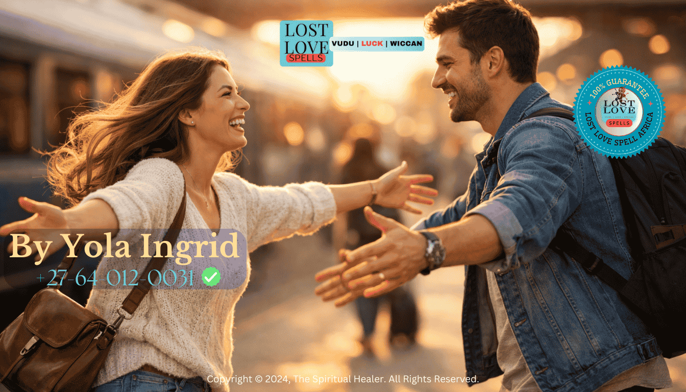 Happy couple meeting for the first time after attracting new love into their lives.