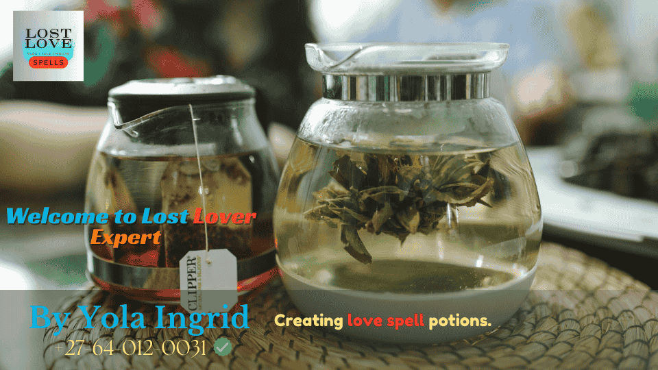 A variety of herbs and crystals arranged on a table, ready to be used in love spells.