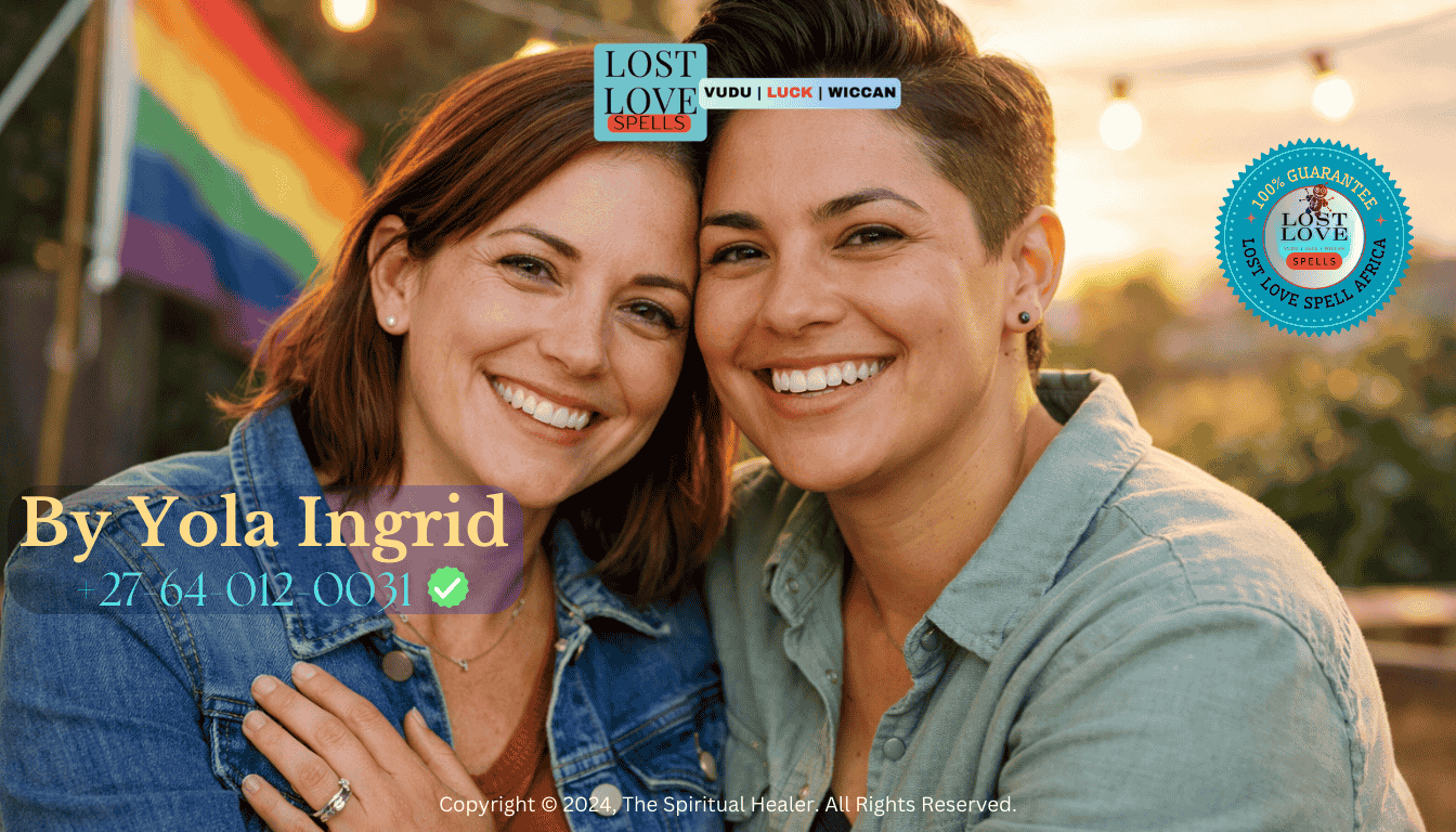 LGBTQ+ couple smiling together after healing their relationship and rebuilding commitment.