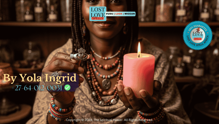 Lady Yola Ingrid holding a Celtic Claddagh ring and pink candle symbolizing eternal love.