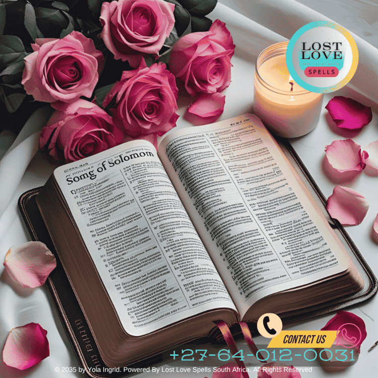 Open Bible showing Song of Solomon chapter beside rose petals and candle
