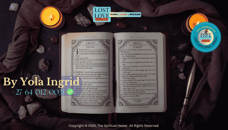 Open spell journal beside candles and crystals, symbolizing documentation and reflection in love magic.