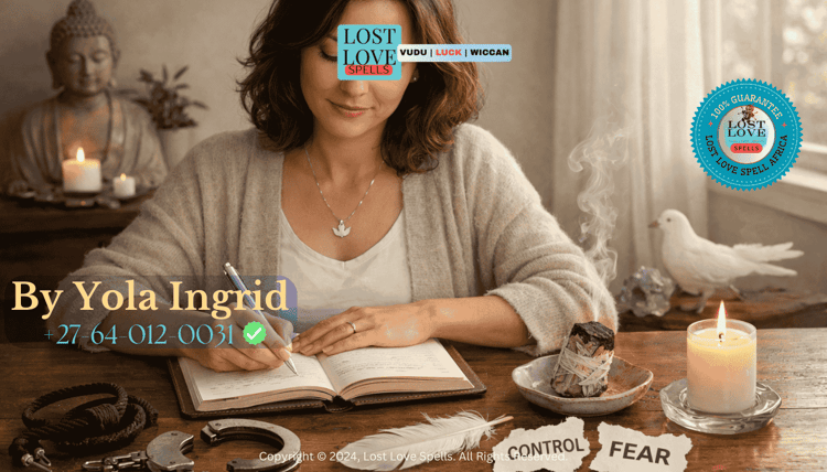 A calm person journaling with a candle nearby, symbolizing emotional grounding and psychological healing after heartbreak.