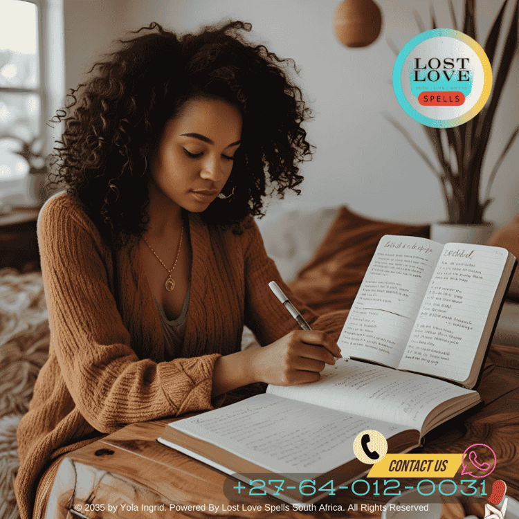 Person journaling traits of their ideal partner before ritual