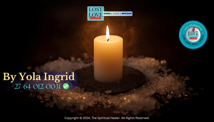 Protective white candle surrounded by salt circle during love spell ritual.