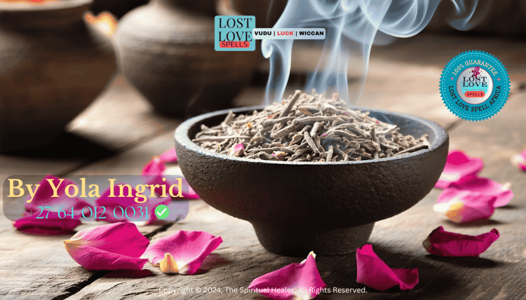 Purification ritual with sage smoke and rose petals