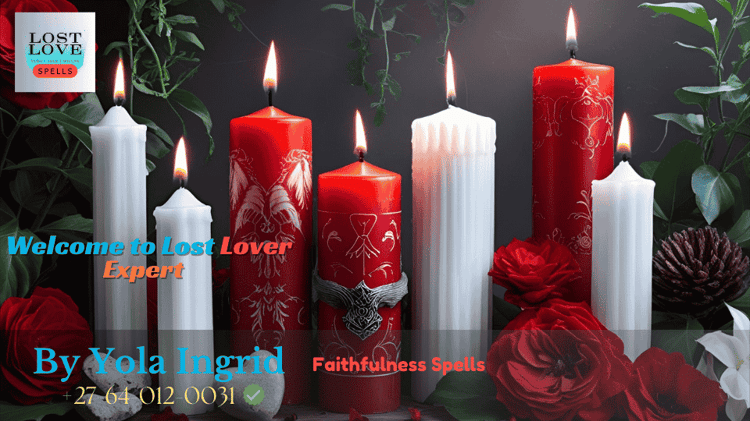 Red and white candles used in a faithfulness love spell