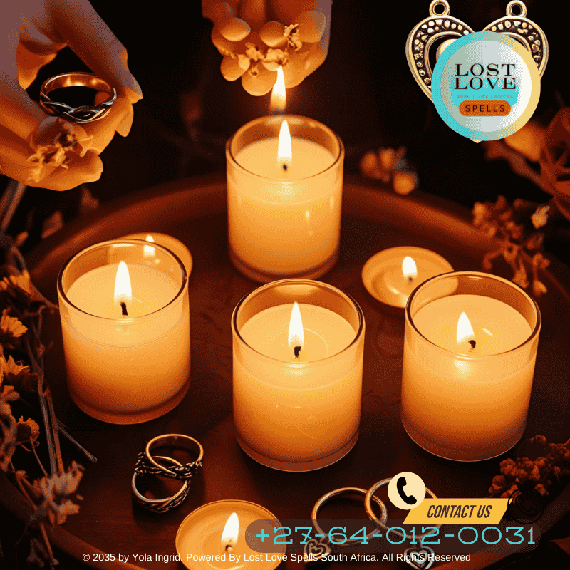 Rings symbolizing a commitment love spell.
