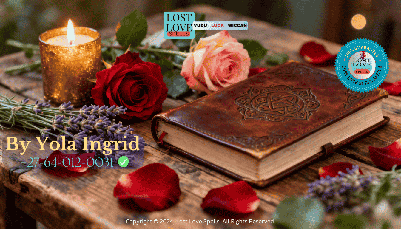 Rose petals, gentle herbs, and a journal symbolizing love spell materials focused on harmony, communication, and emotional warmth. (1)