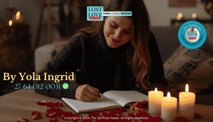Woman writing in a spell progress journal under candlelight, symbolizing manifestation tracking and focus.