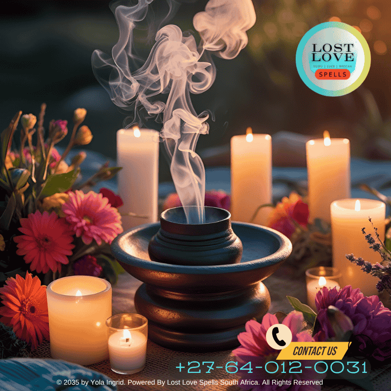 Smoke rising from imphepho in a love cleansing ceremony