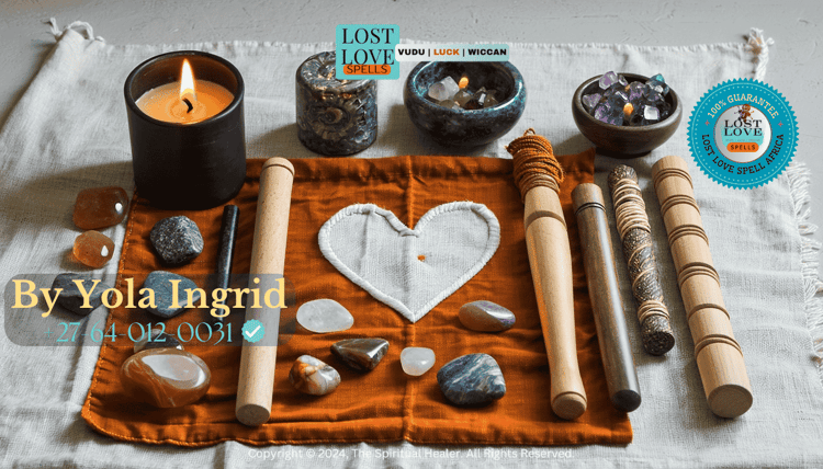 Spiritual tools neatly arranged for beginner love spell