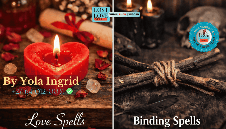Split image showing a heart candle for love spells and a tied cord symbol for binding spells, representing key differences in intent.