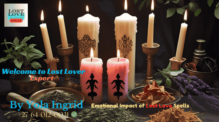 Traditional African altar with candles, herbs, and ancestral symbols during a lost love ritual.