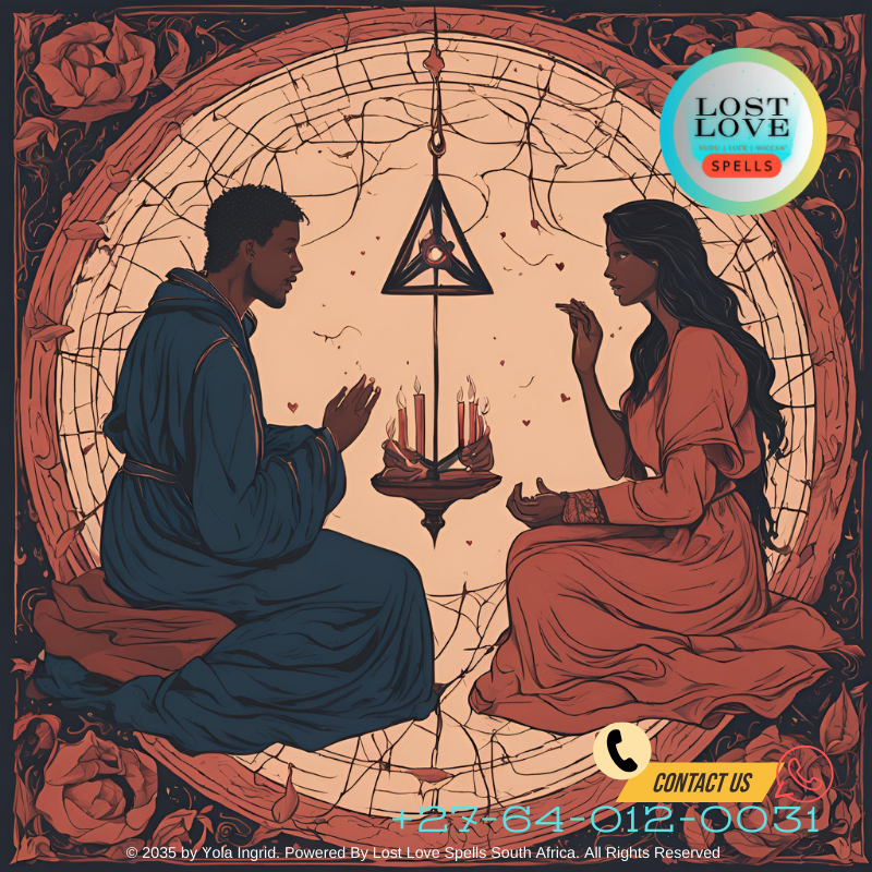 Two people sitting under moonlight, embracing again after being reunited by spiritual work