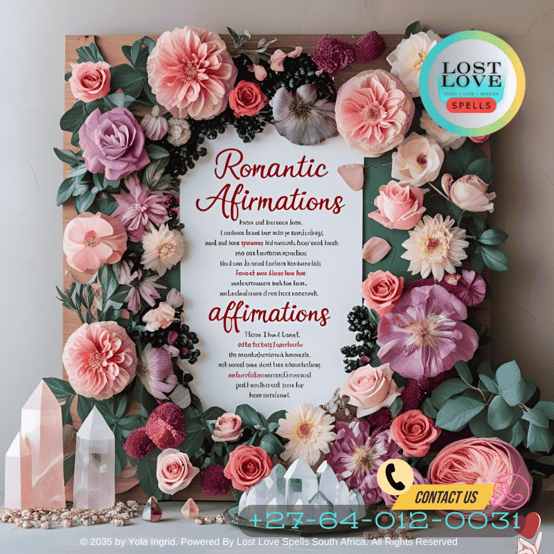 Vision board with romantic affirmations and crystal accents (1)