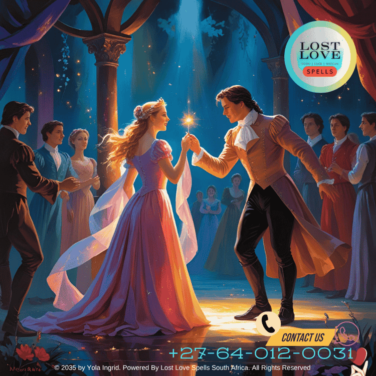Wagnerian opera scene depicting the lovers’ first enchanted meeting