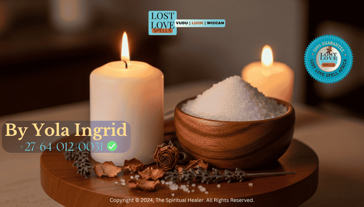 White candle and salt bowl used in a gentle love-spell reversal ritual.