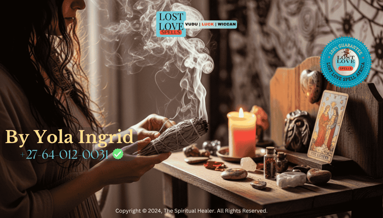 Woman cleansing her spell altar with sage smoke to reset love spell energy.