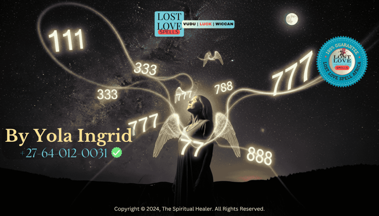 Woman looking up at the night sky with glowing angel numbers floating around her, symbolizing spiritual messages.