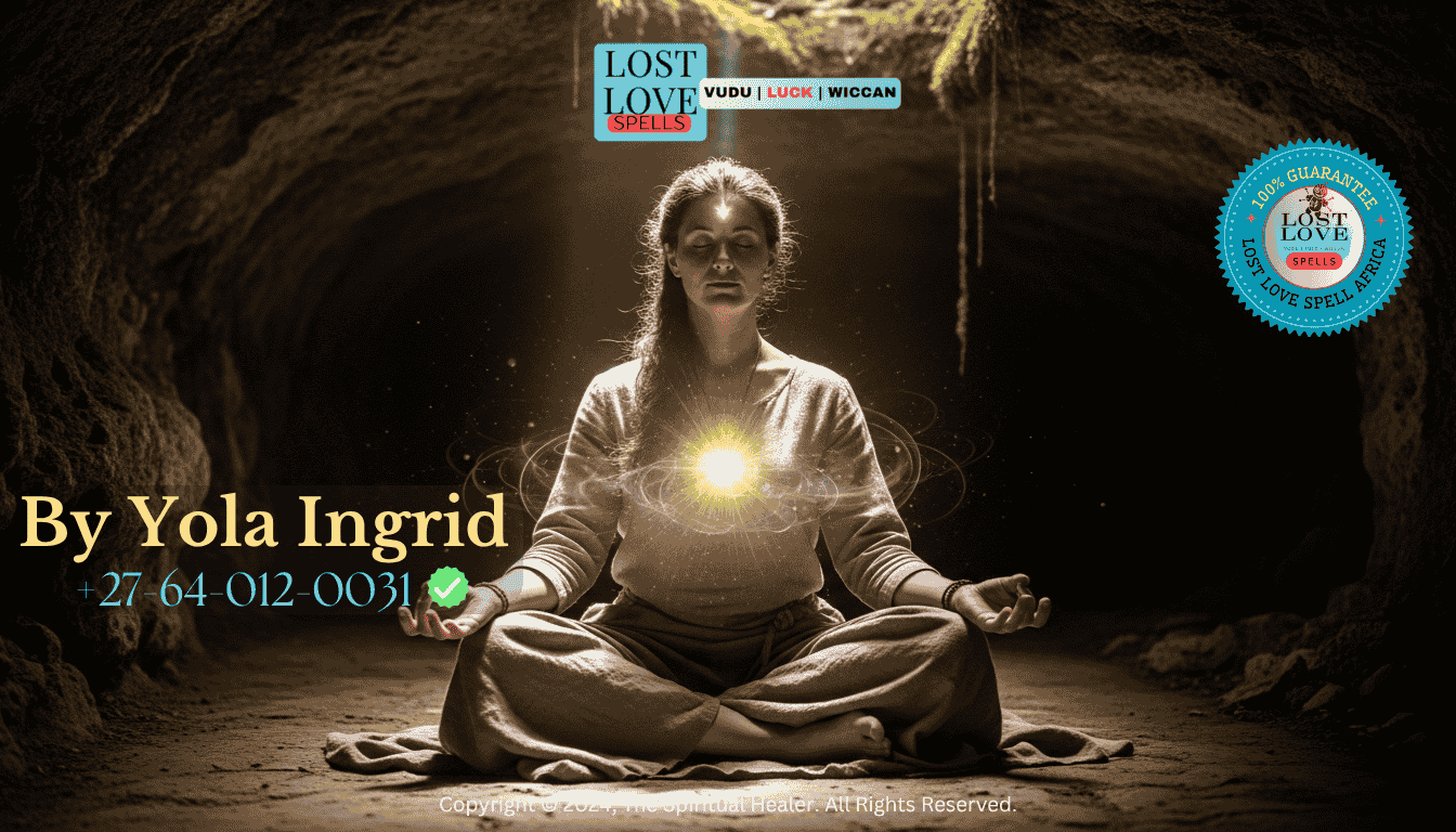 Woman meditating with a soft glow around her heart, symbolizing intuition guiding spell energy.