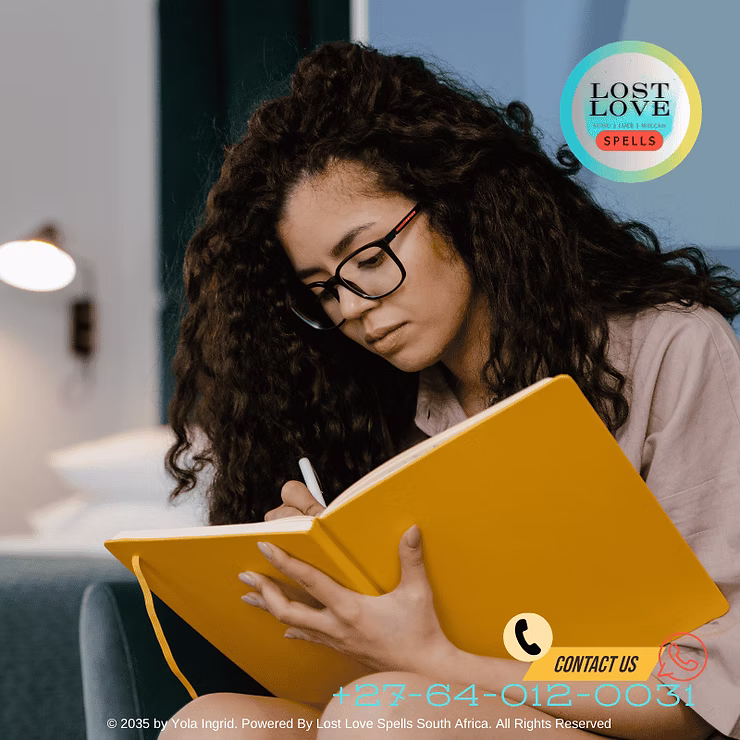 A person journaling about the physical and emotional signs they’ve observed after casting a love spell.