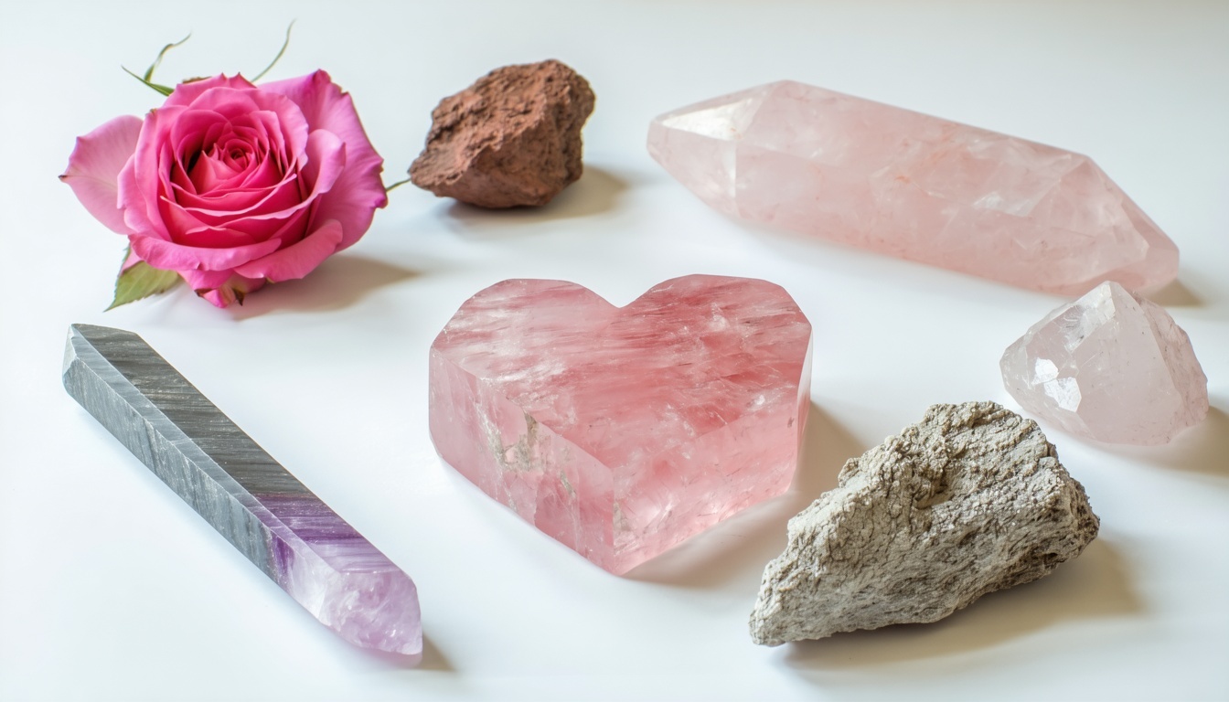 Crystal and rose quartz energy tools for love mani